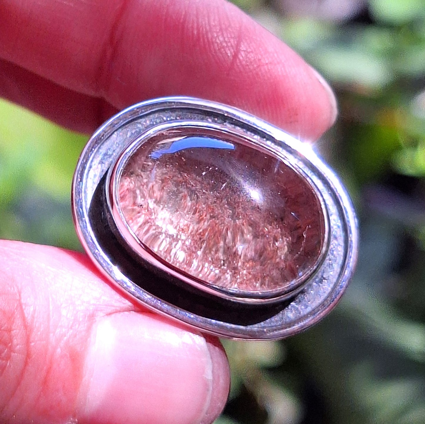 Anillo Cuarzo Lodolita envejecido con estrellas