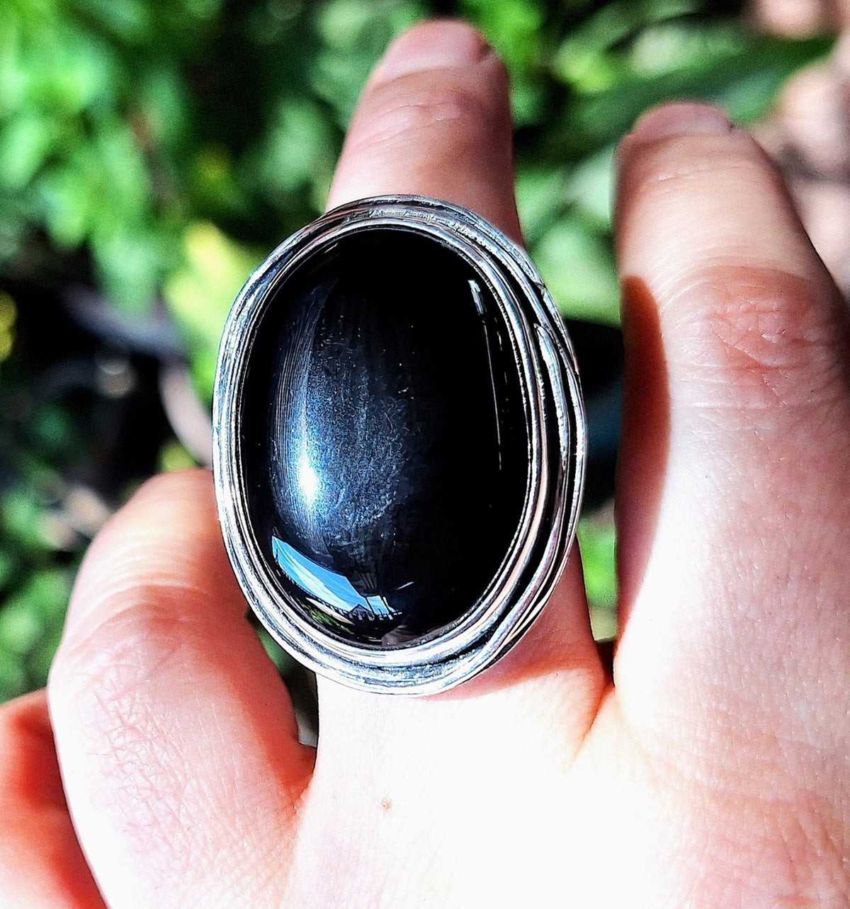 Anillo Ónix negro maxi nido