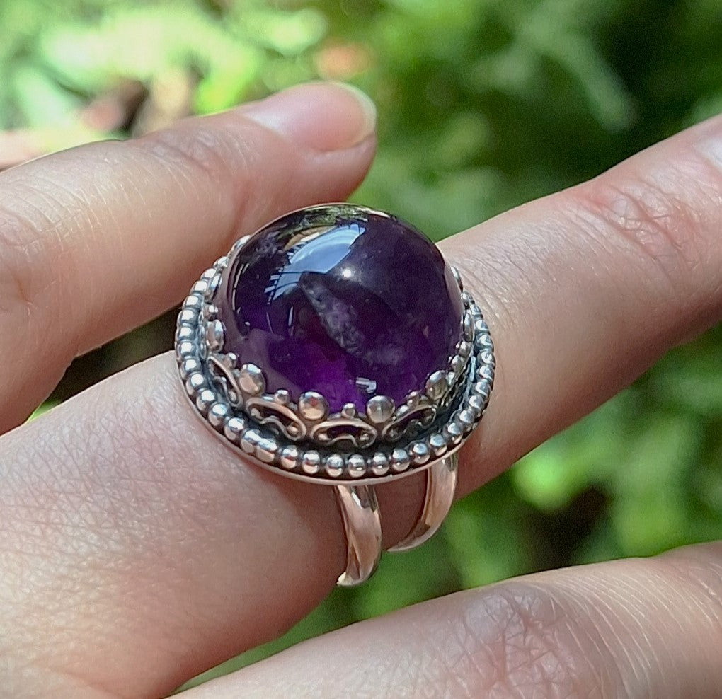 Anillo Amatista coronada doble argolla