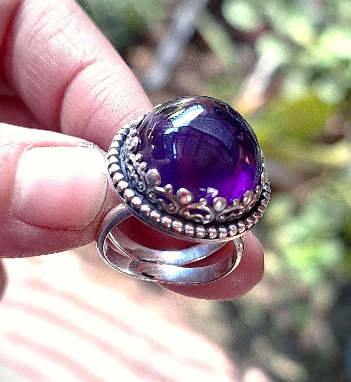 Anillo Amatista coronada doble argolla
