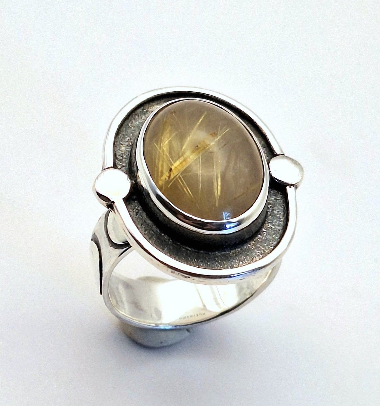 Anillo Cuarzo rutilo dorado envejecido