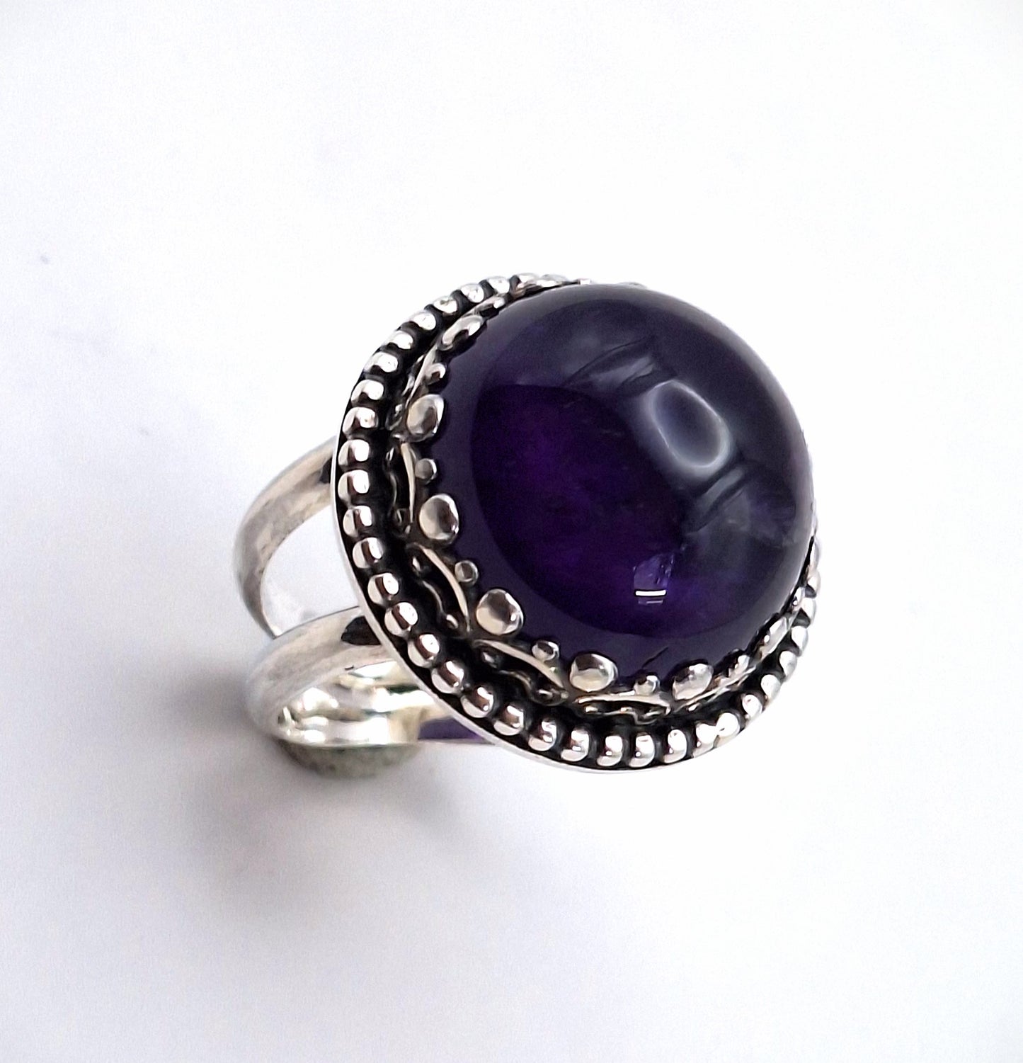 Anillo Amatista coronada doble argolla