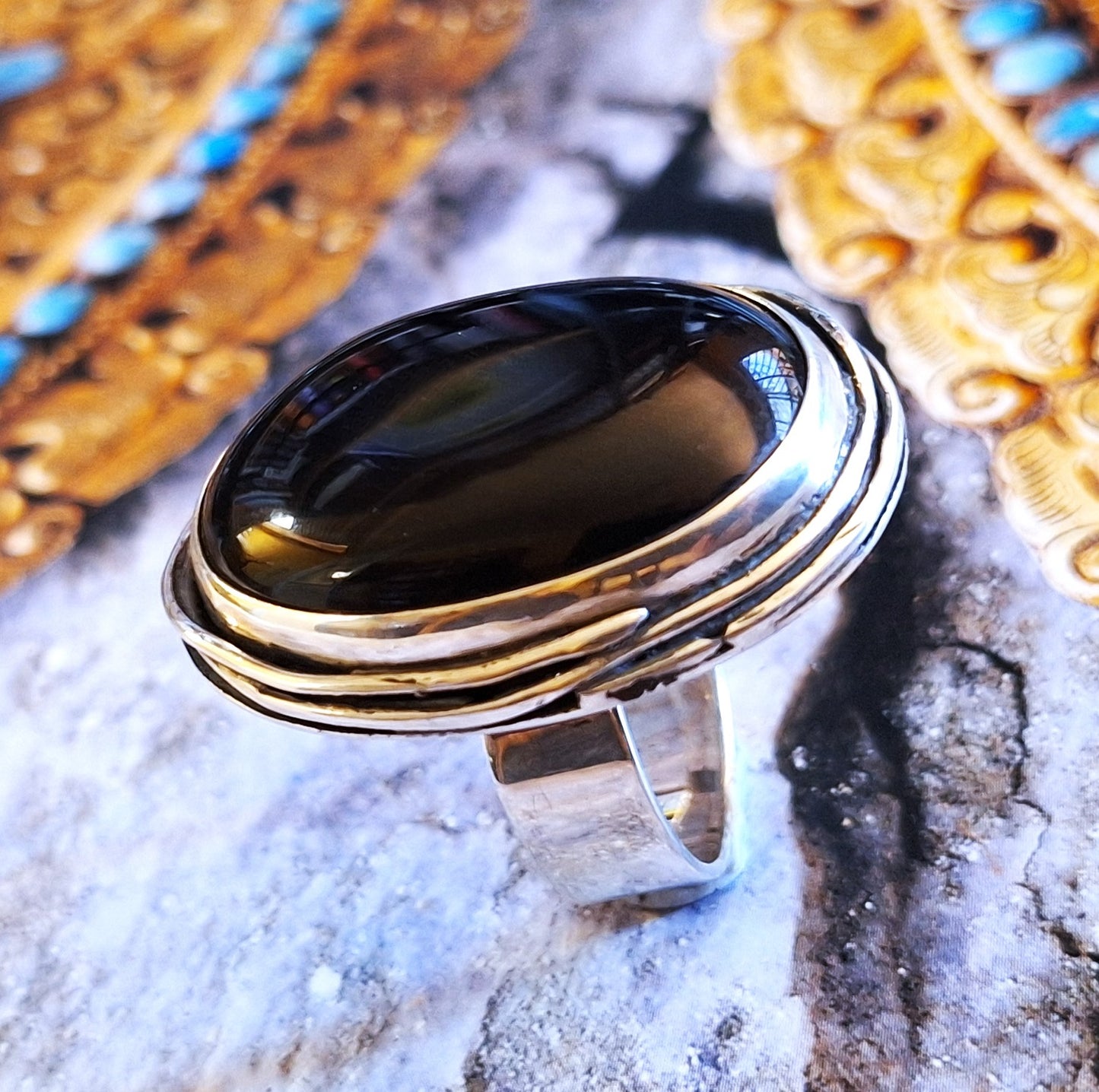 Anillo Ónix negro maxi nido
