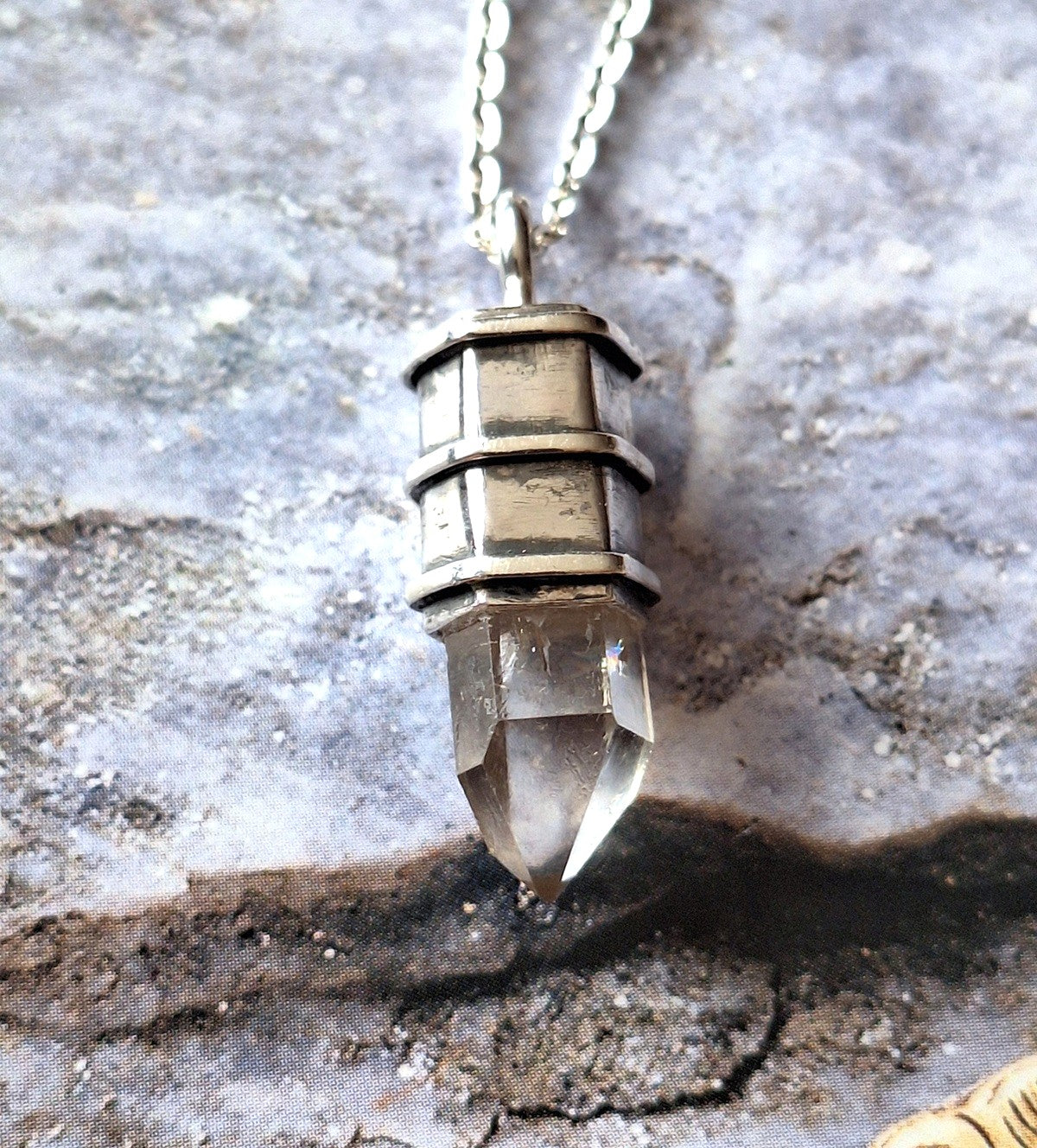 Colgante Punta Cuarzo cristal rústico