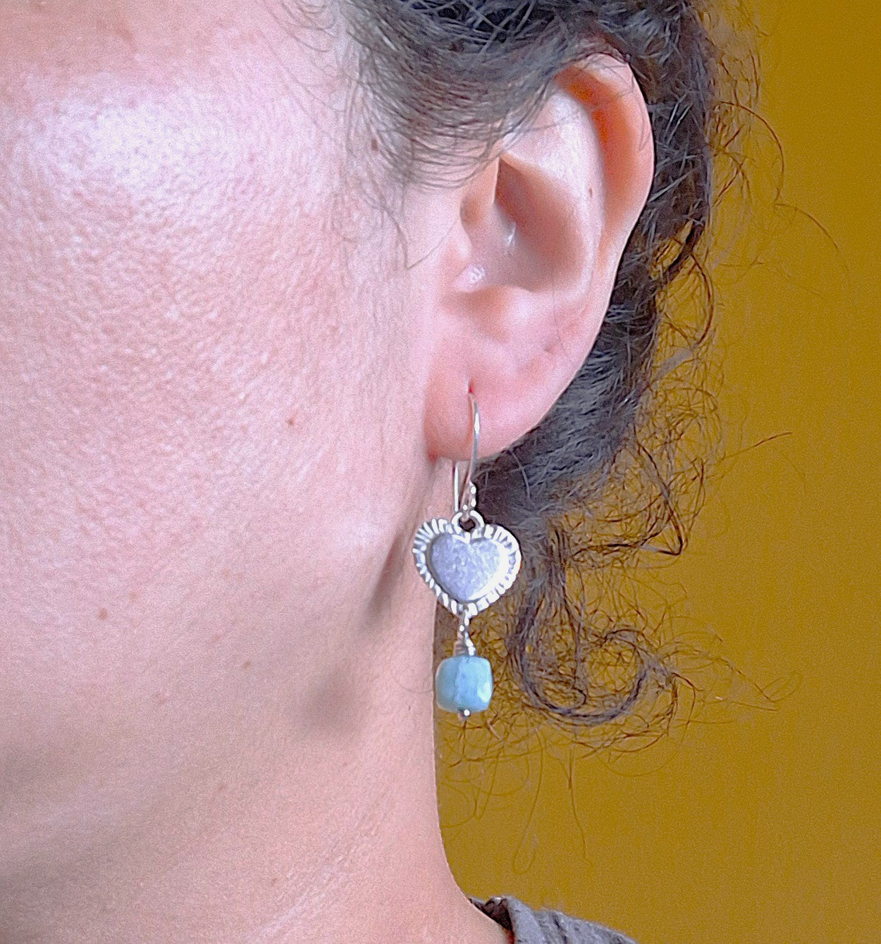 Aros Amazonita corazones