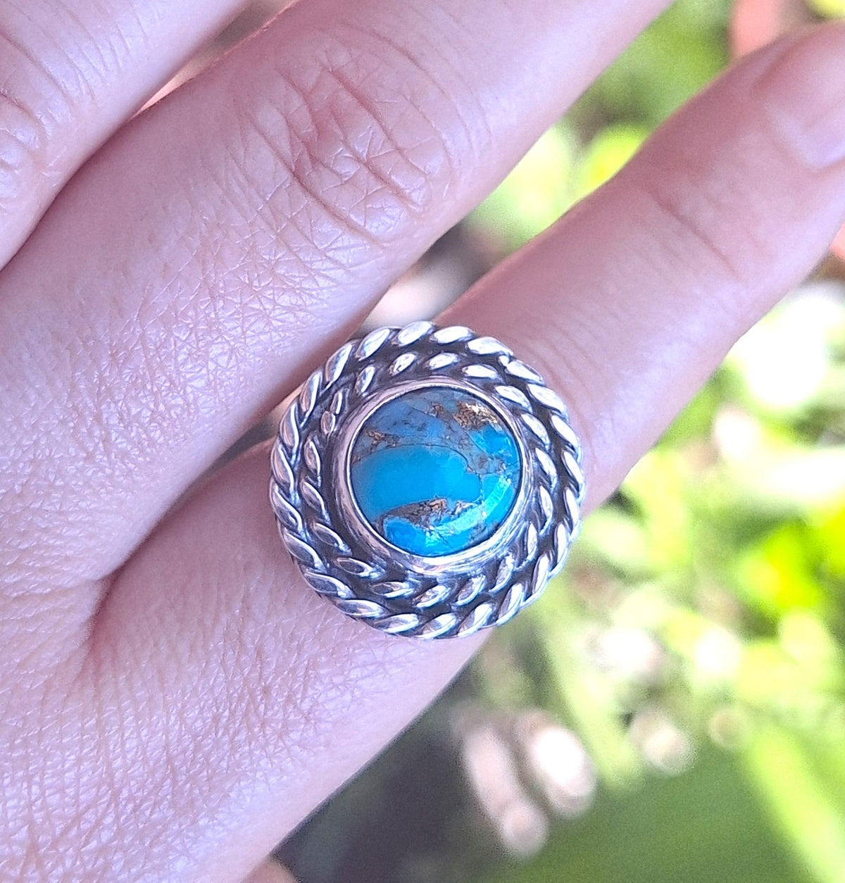 Anillo Turquesa doble trenza