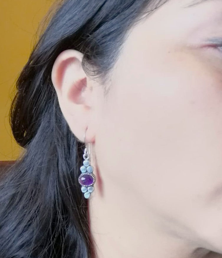 Aros Amatista étnico tachas