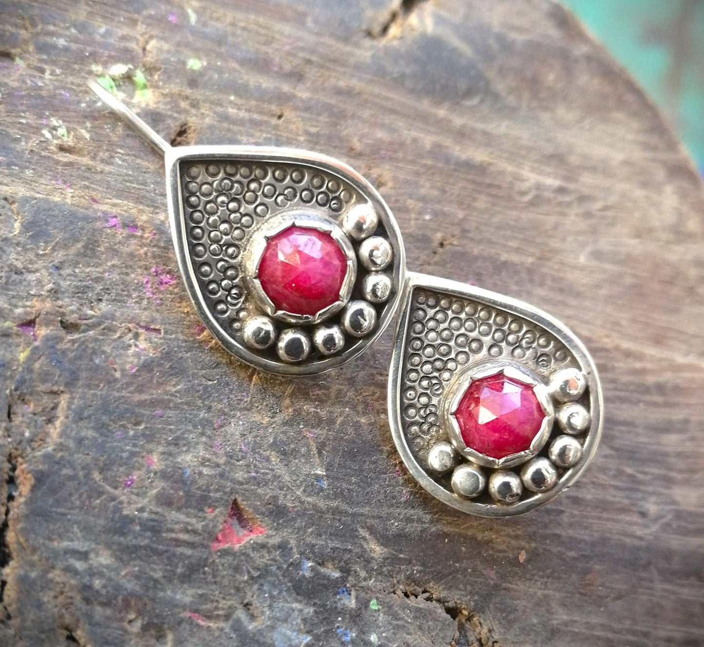 Aros gota Pelotitas y Rubí