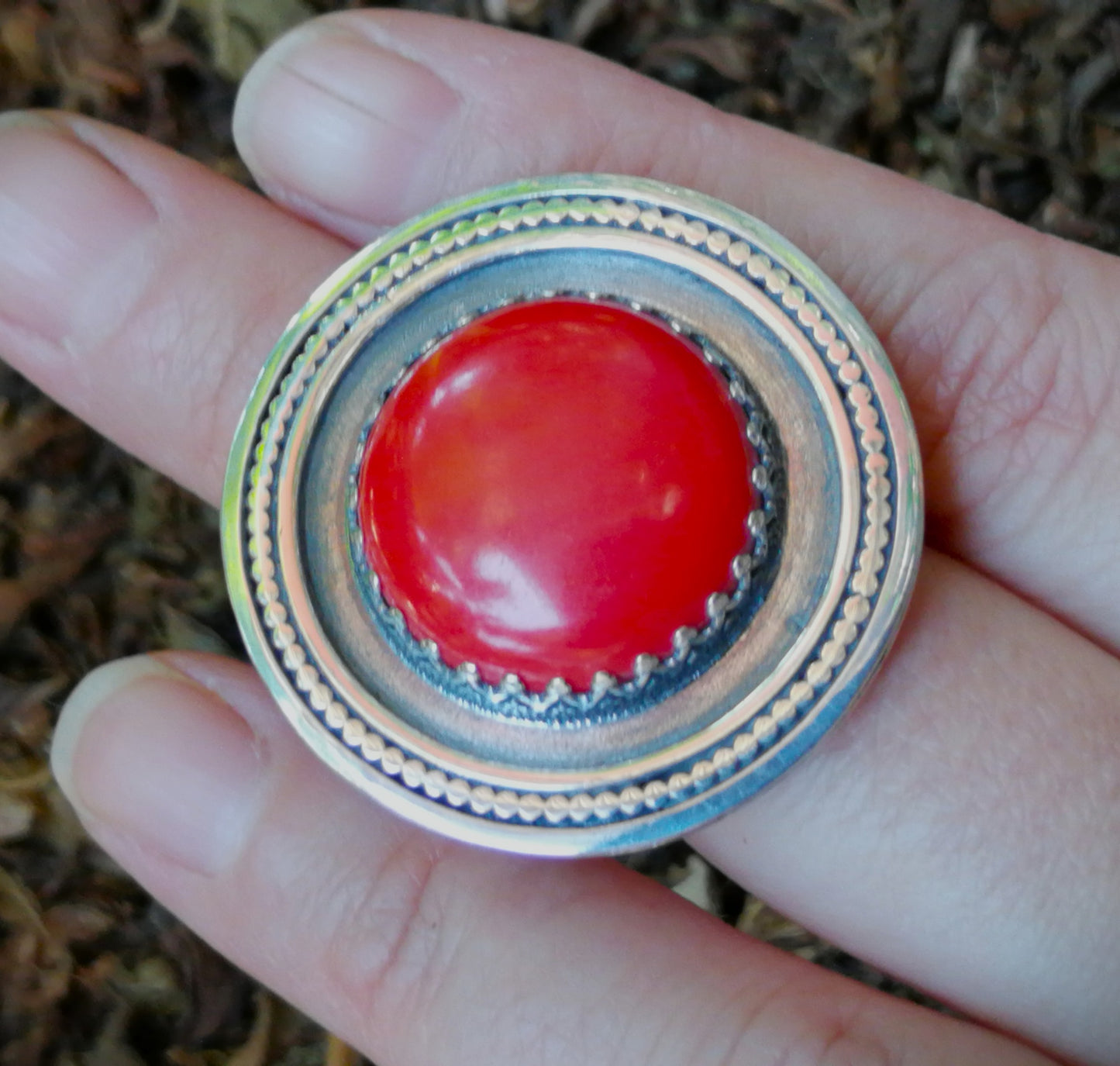 Anillo Coral rojo XL