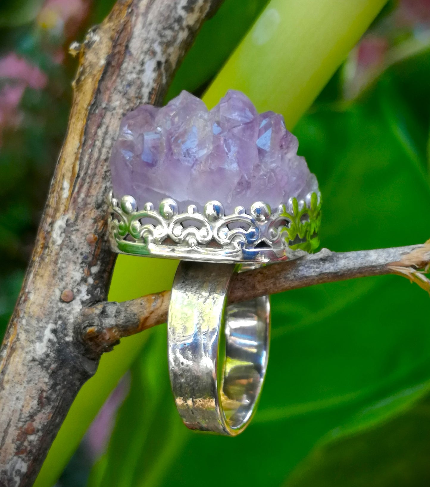 Anillo Druzy Amatista