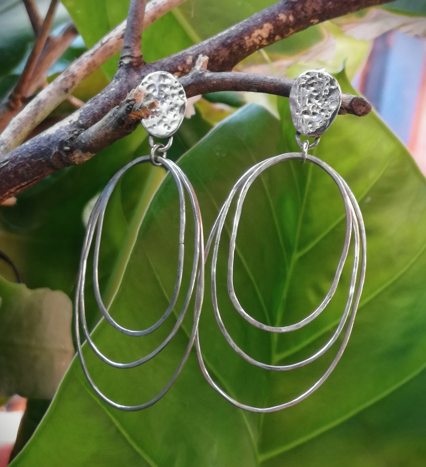 Aros ovales largos plata
