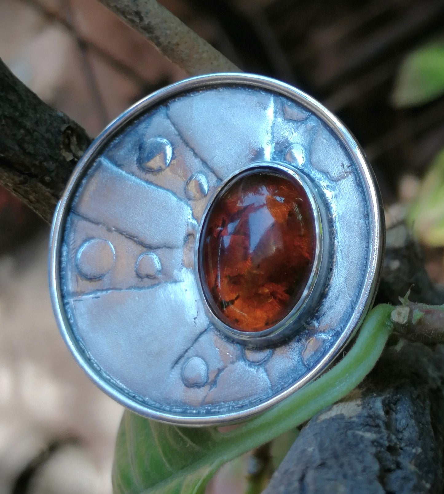 Anillo Ámbar grabado XL