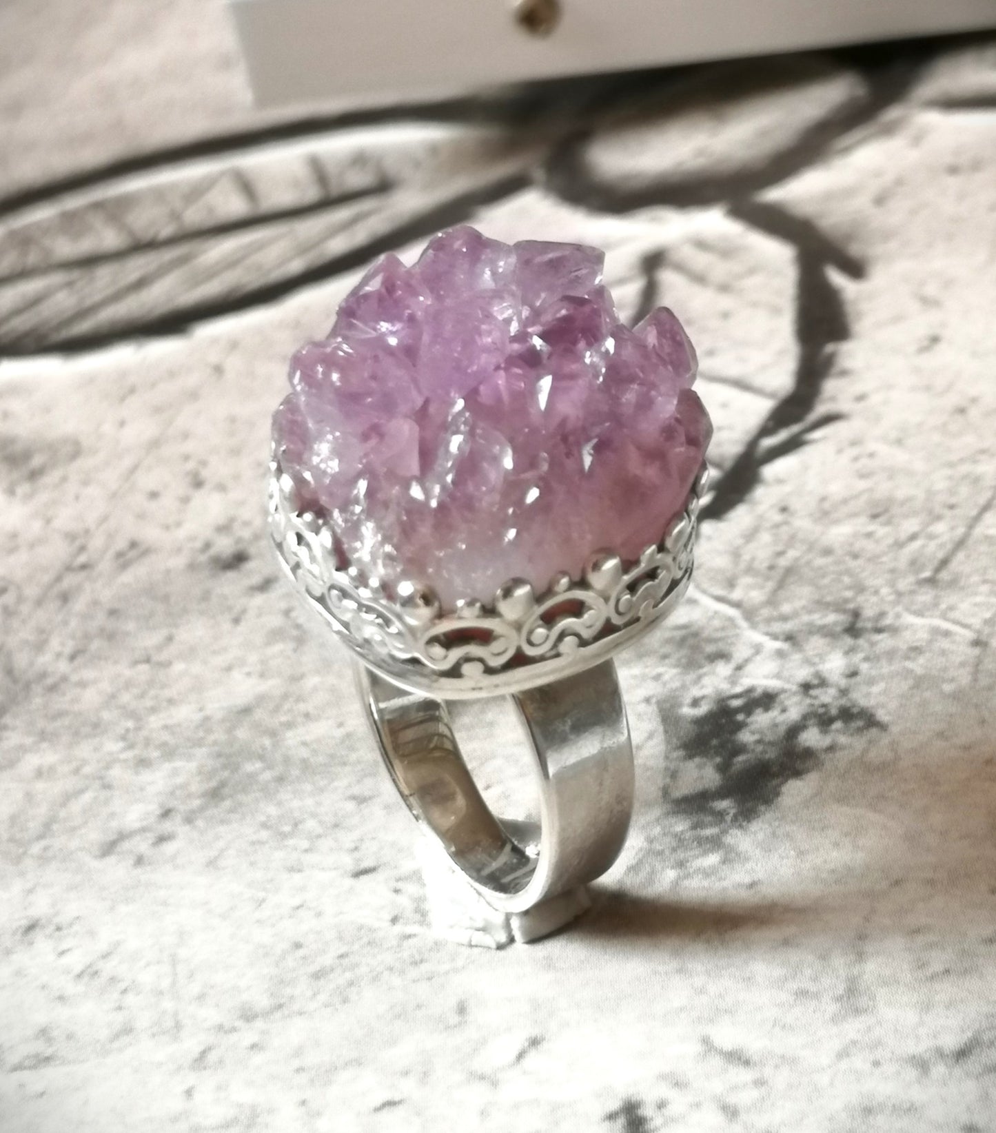 Anillo Druzy Amatista