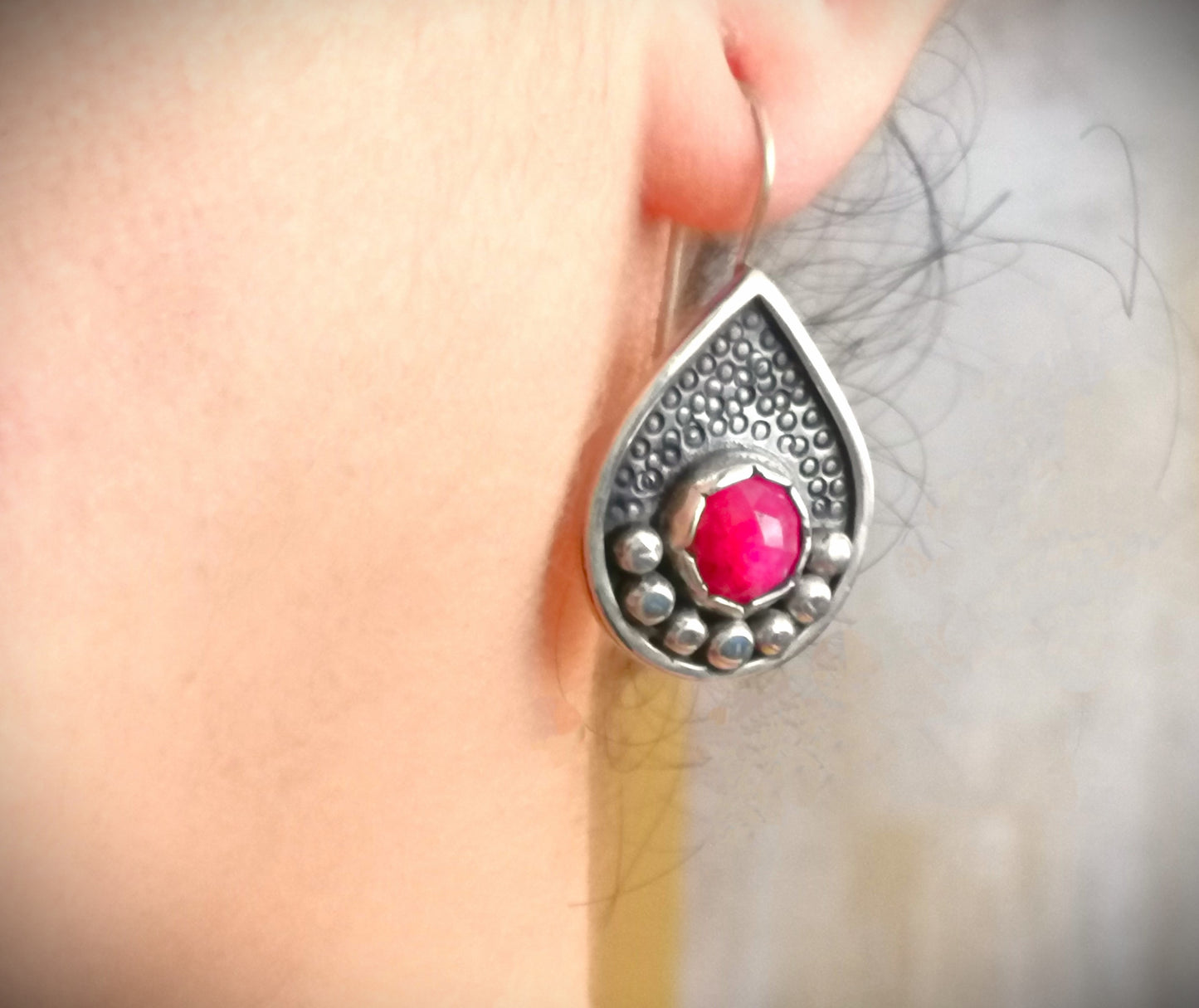 Aros gota Pelotitas y Rubí