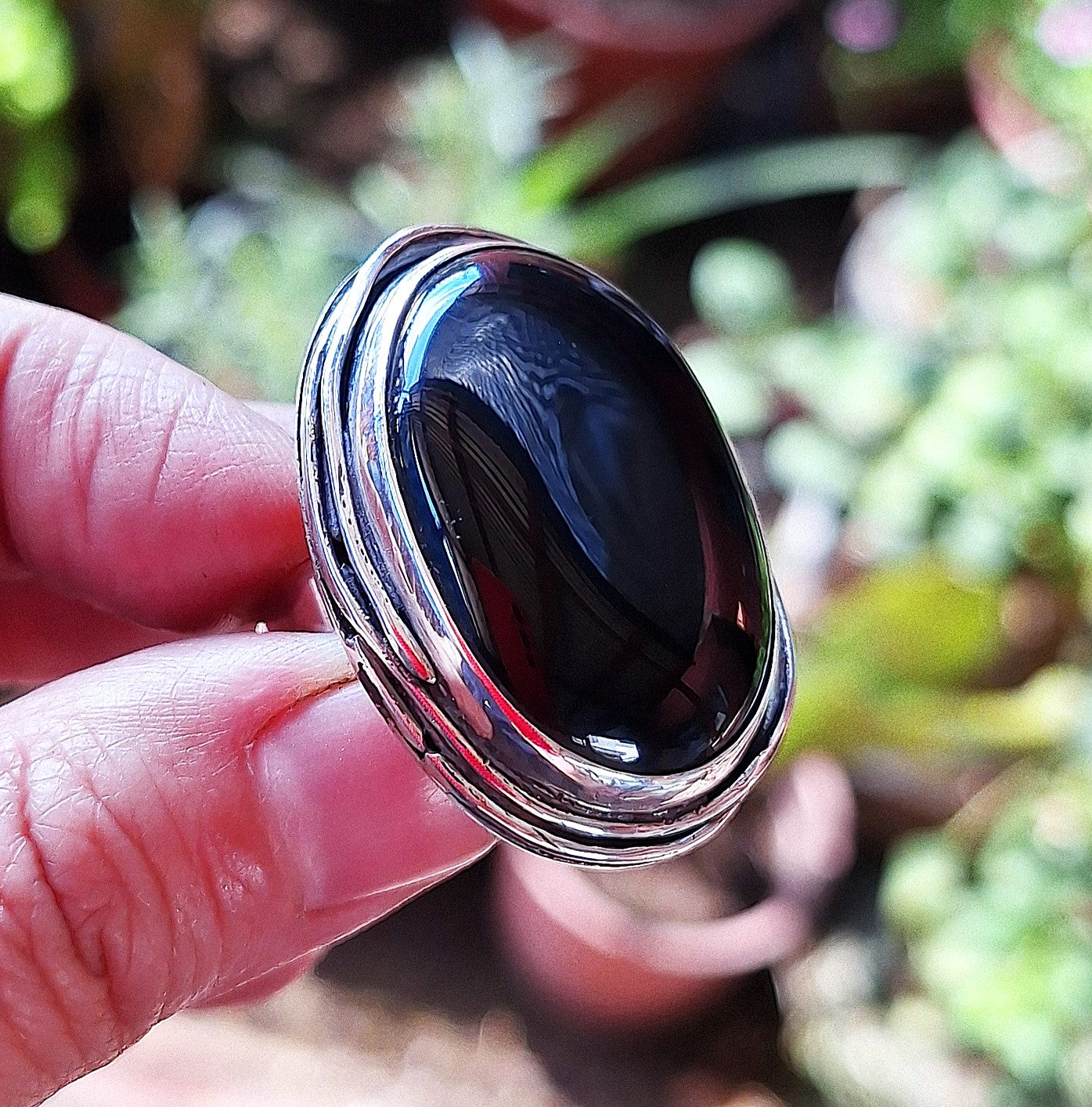 Anillo Ónix negro maxi nido