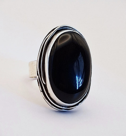 Anillo Ónix negro maxi nido