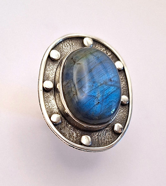 Anillo Labradorita tachas XL