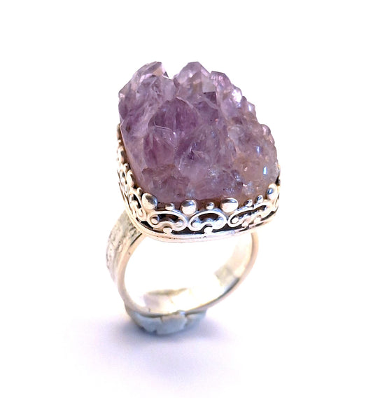 Anillo Druzy Amatista