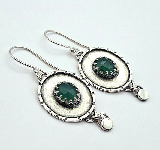 Aros ónix verde borde martillado