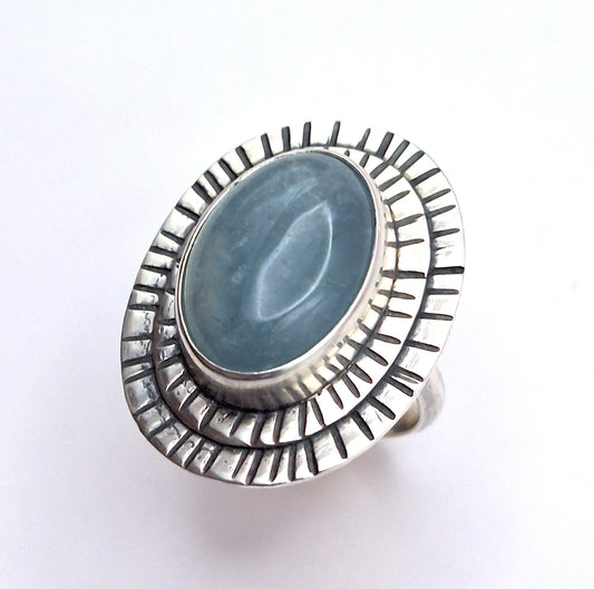 Anillo aguamarina diseño líneas