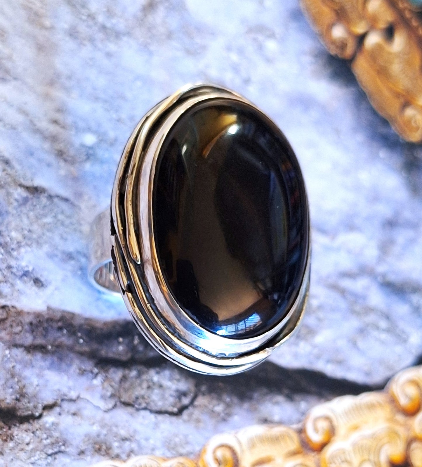 Anillo Ónix negro maxi nido