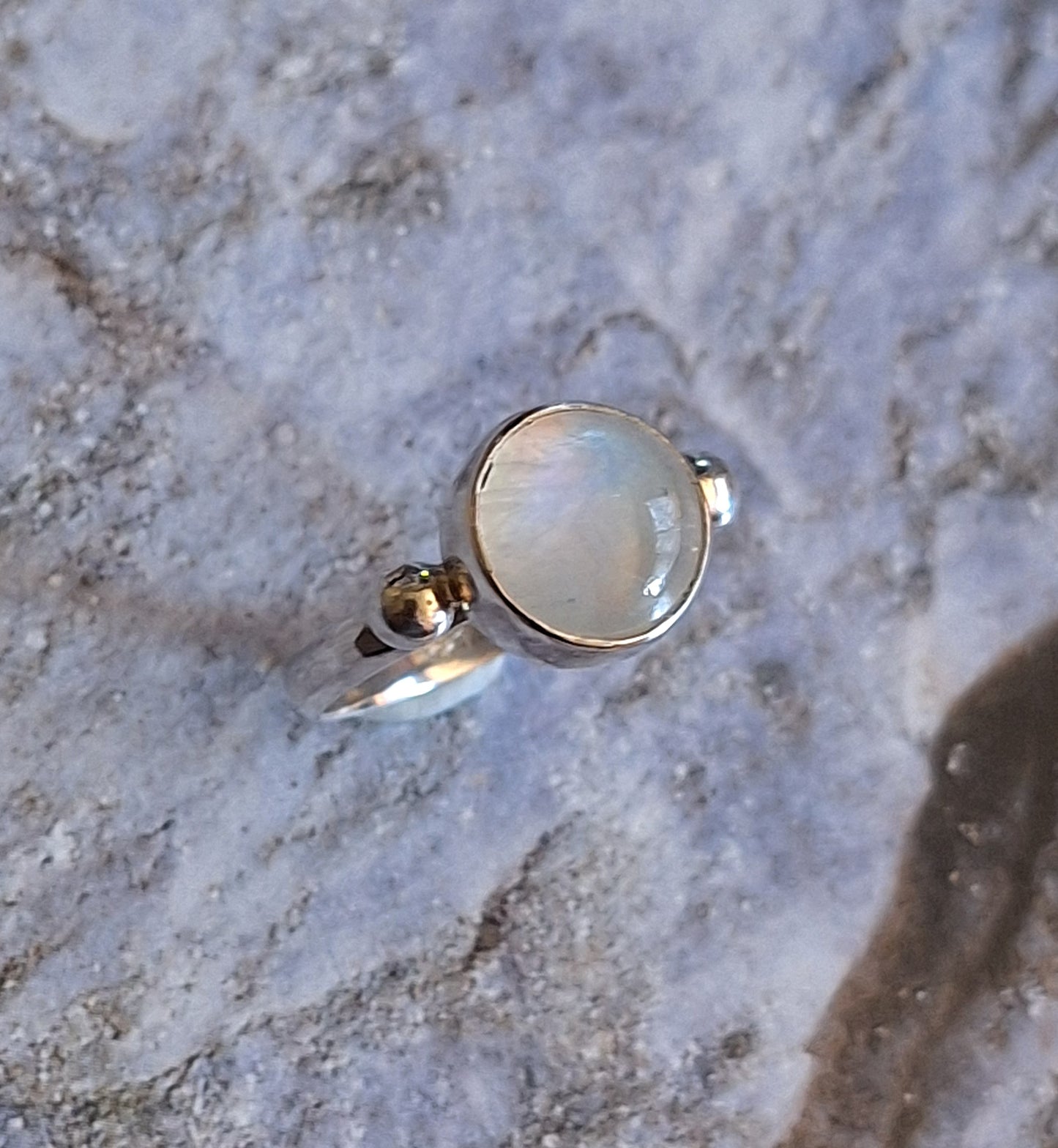 Anillo sortija Piedra luna arcoiris