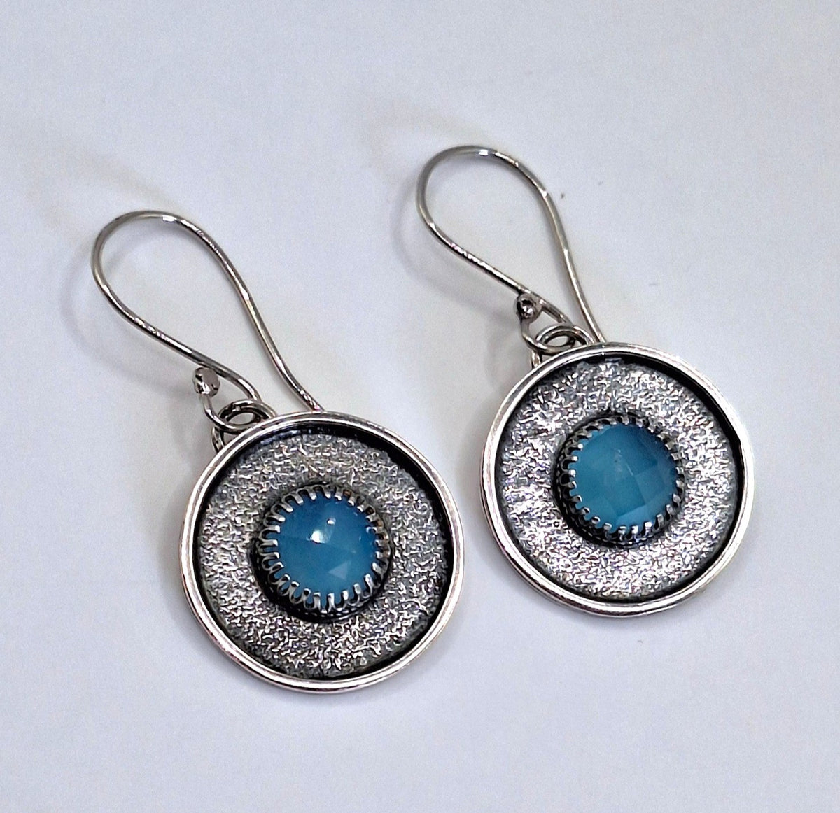 Aros calcedonia azul reticulados