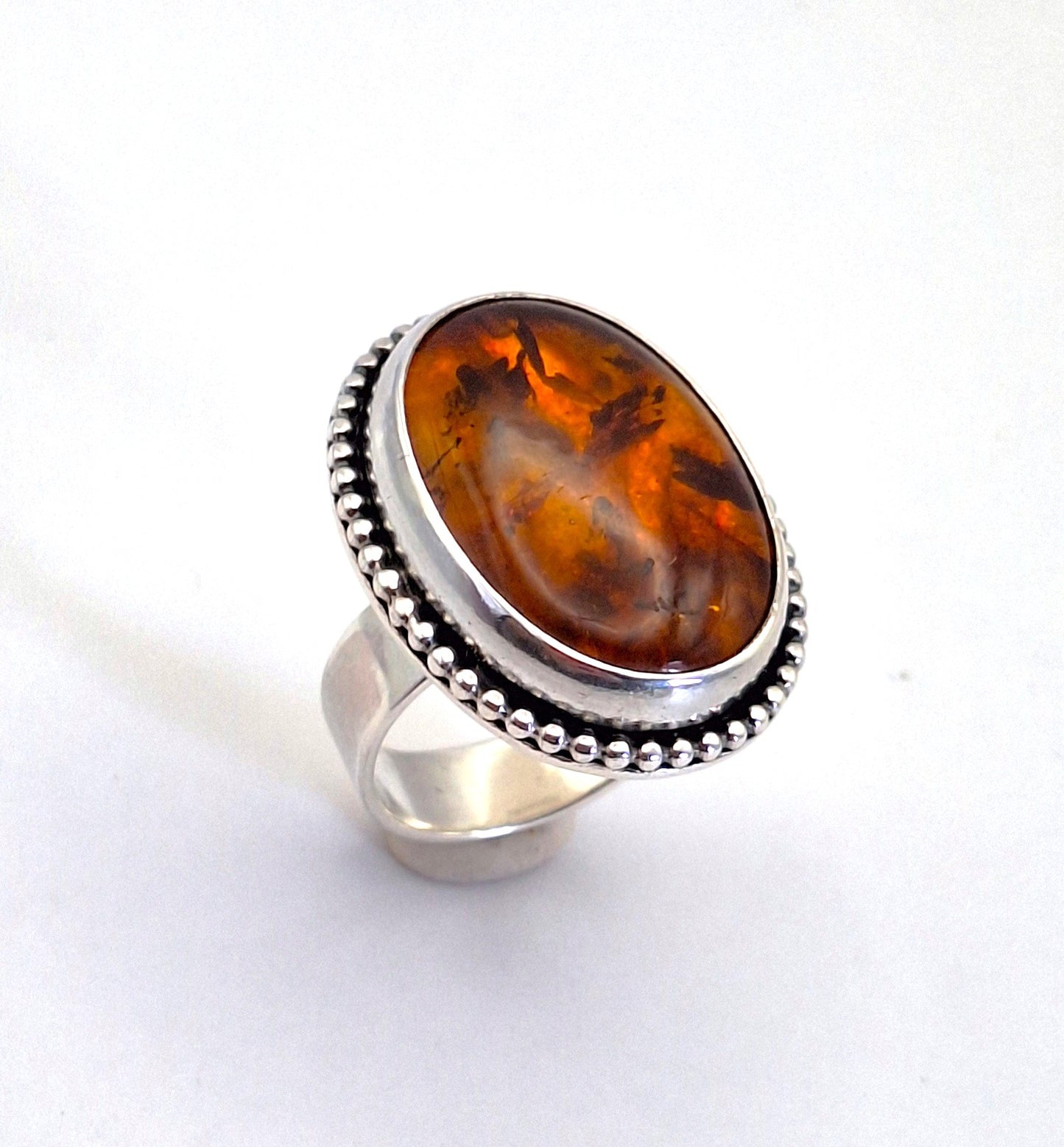Anillo Ámbar báltico pelotitas