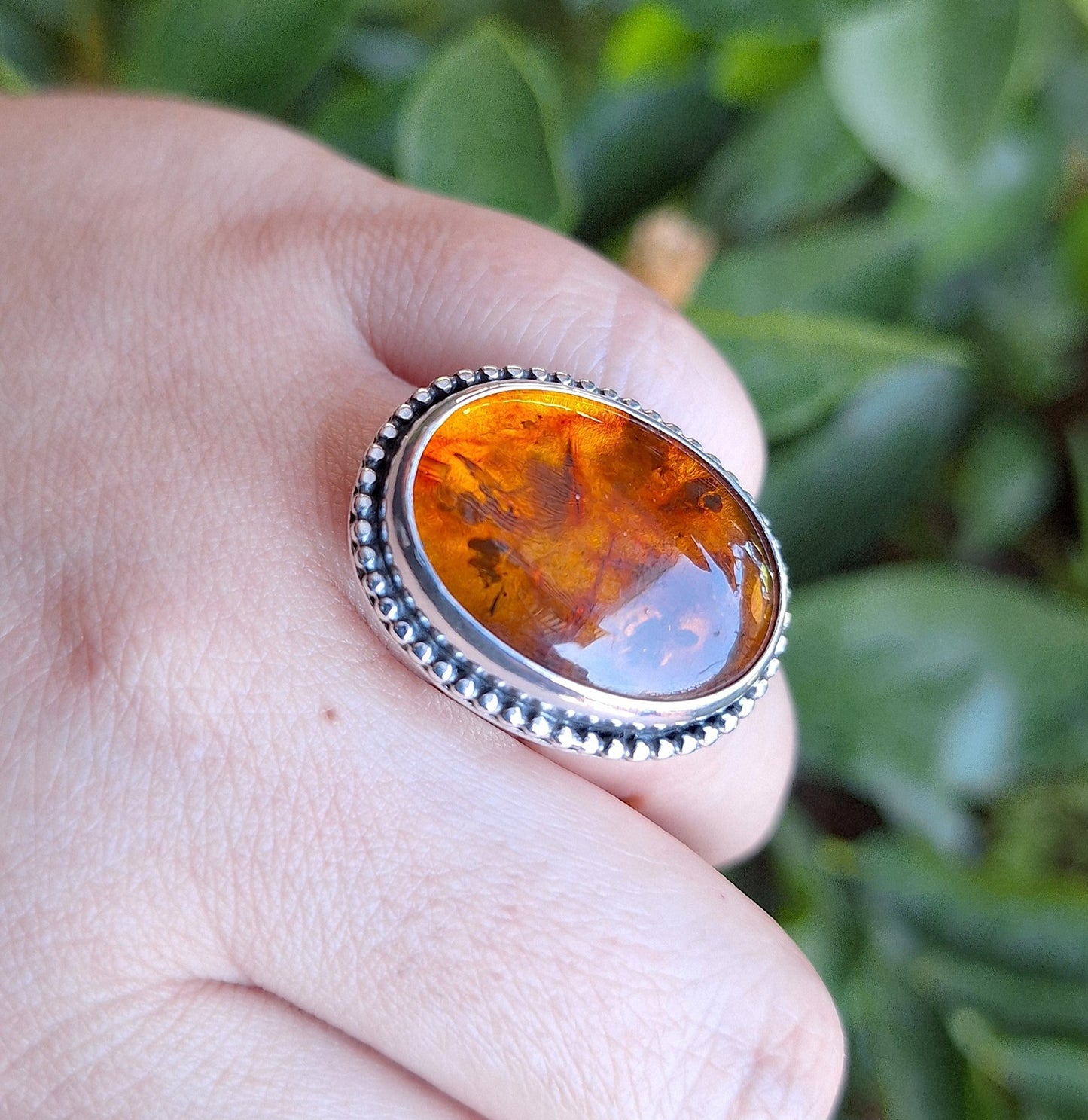Anillo Ámbar báltico pelotitas