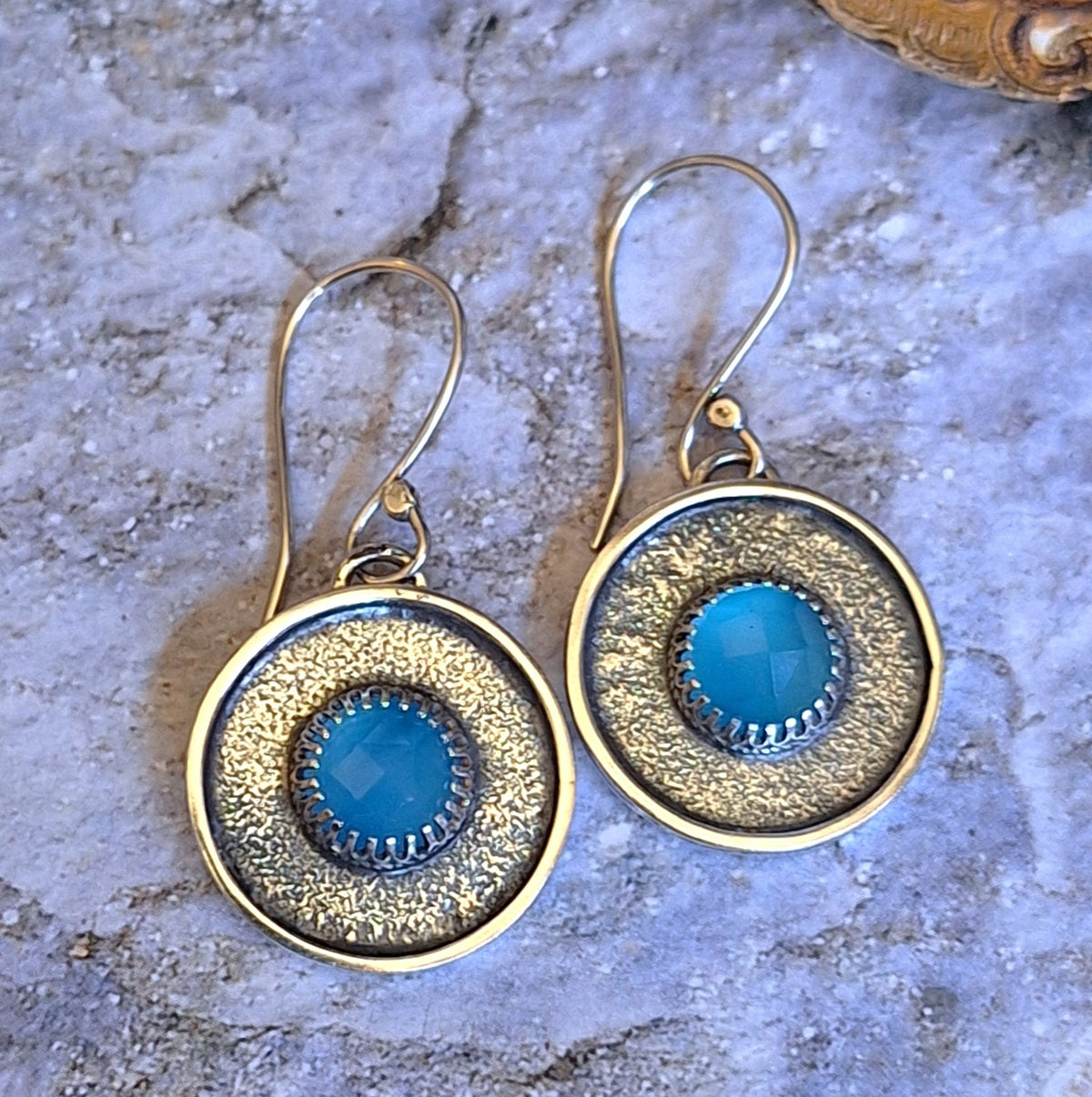 Aros calcedonia azul reticulados
