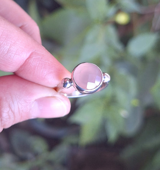 Anillo sortija Calcedonia rosa