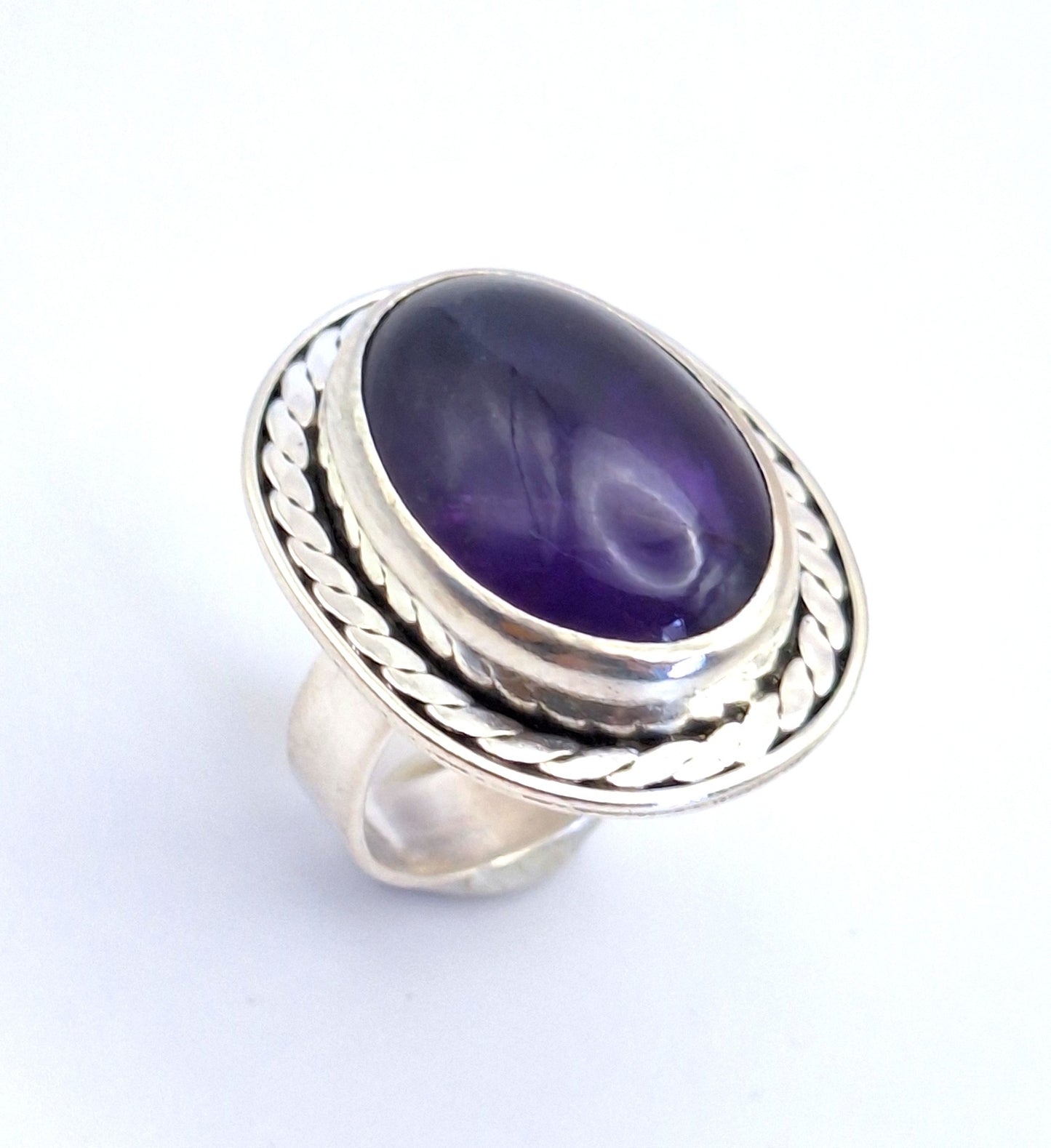 Anillo Amatista borde trenza