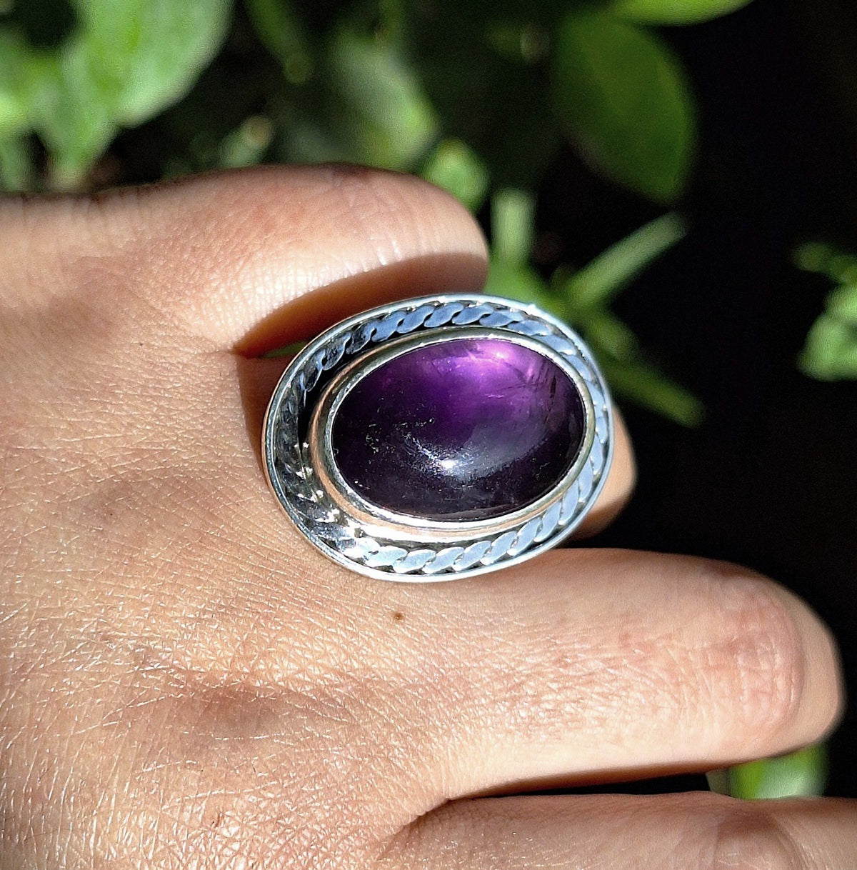 Anillo Amatista borde trenza