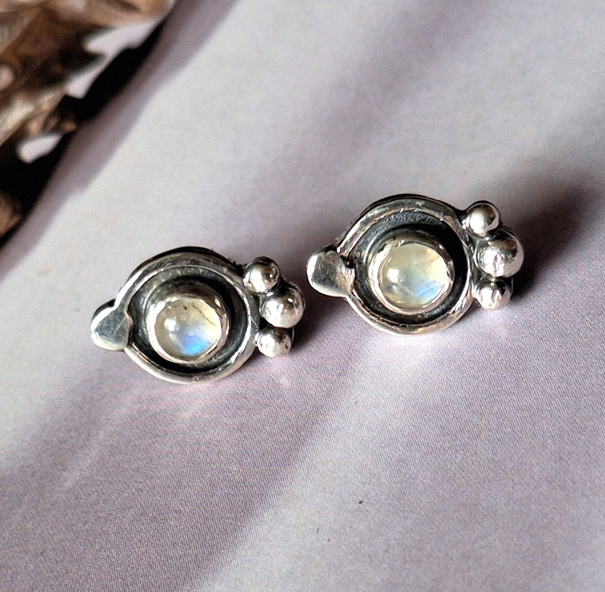 Aros Piedra luna arcoiris pegados étnicos