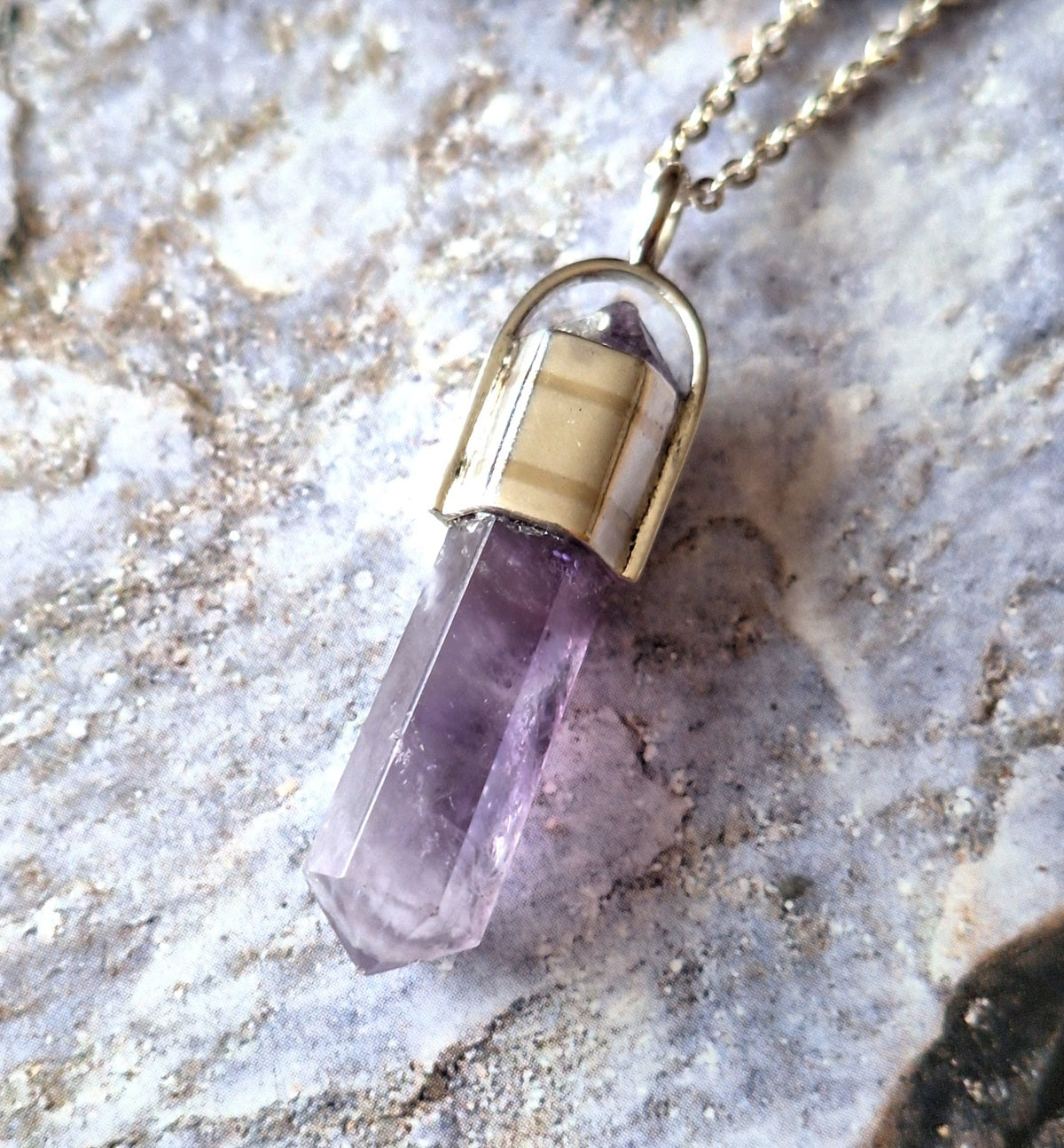 Colgante punta Amatista doble punta