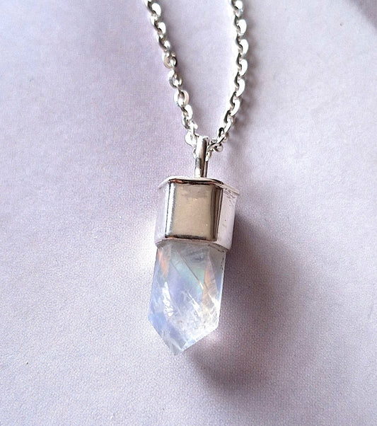 Colgante punta Piedra Luna arcoiris