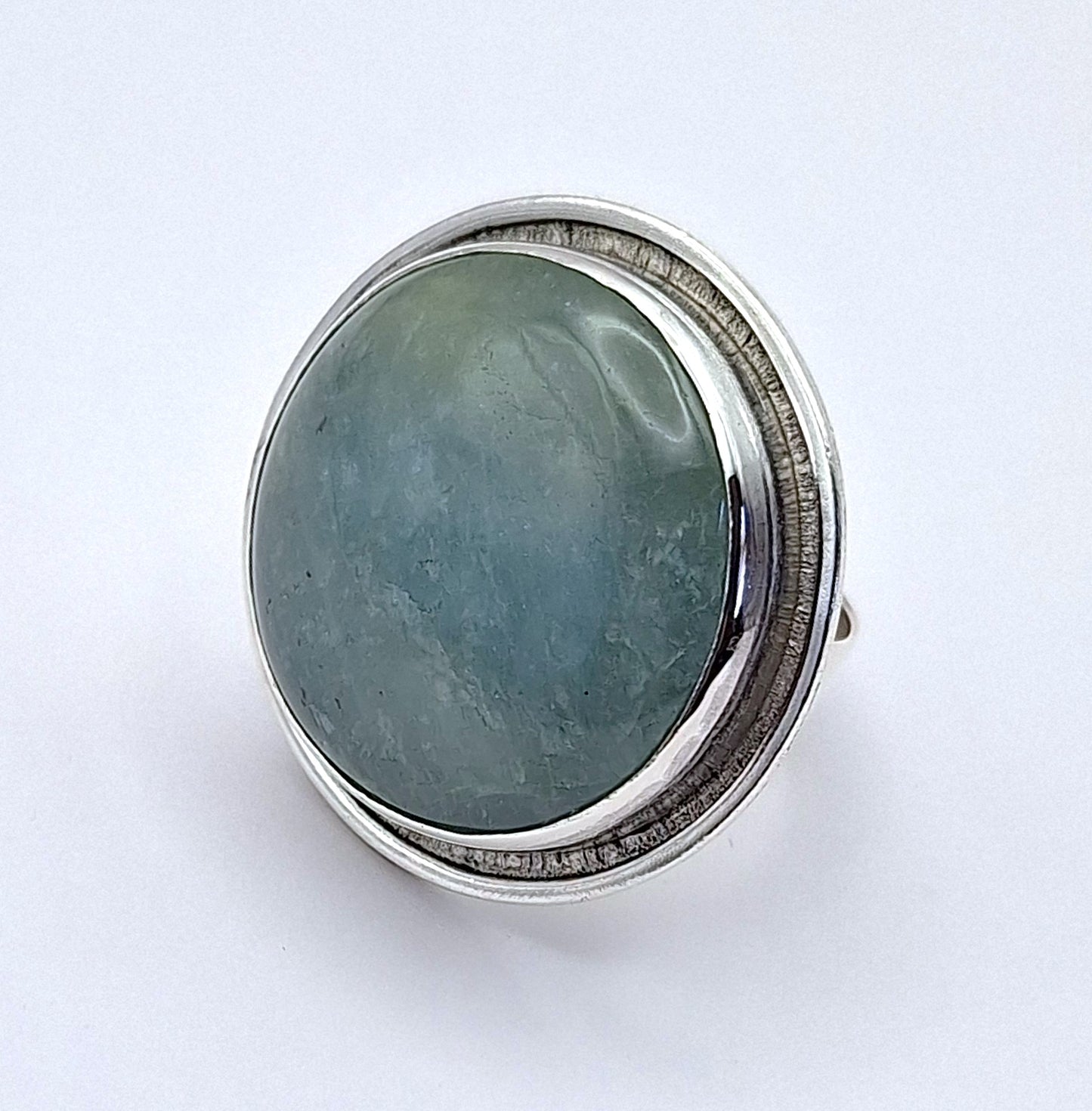 Anillo Aguamarina Maxi redondo borde fresado