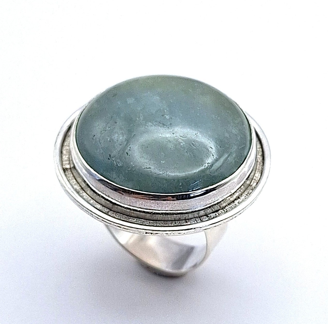 Anillo Aguamarina Maxi redondo borde fresado