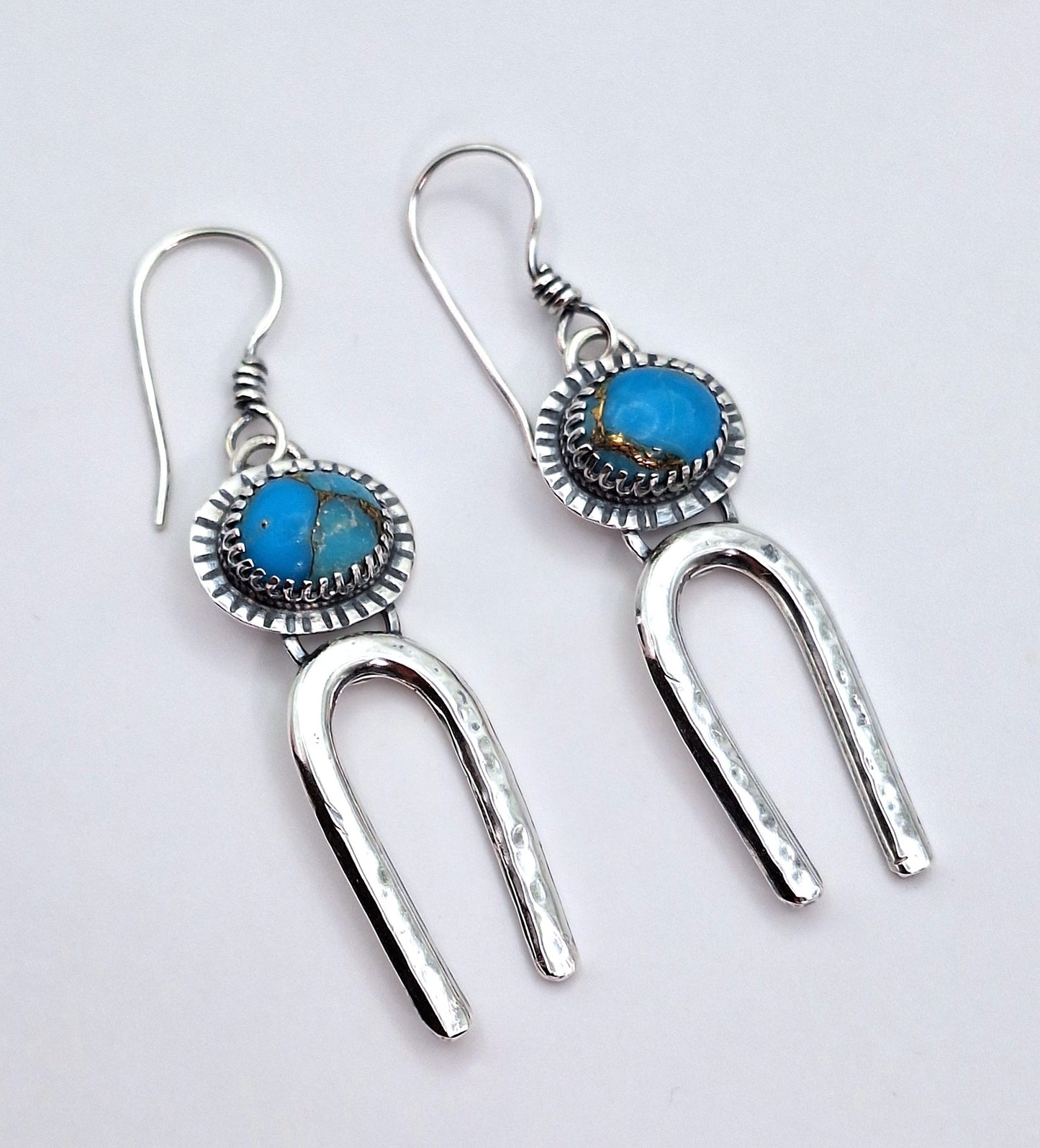 Aros Turquesa Copper étnicos martillados