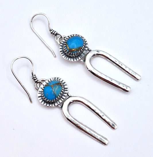 Aros Turquesa Copper étnicos martillados