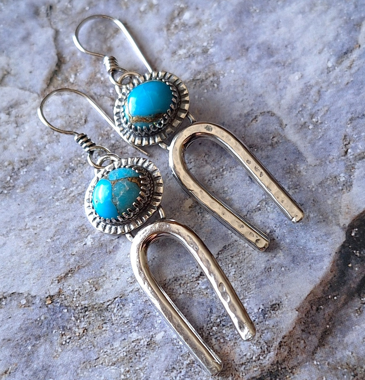 Aros Turquesa Copper étnicos martillados