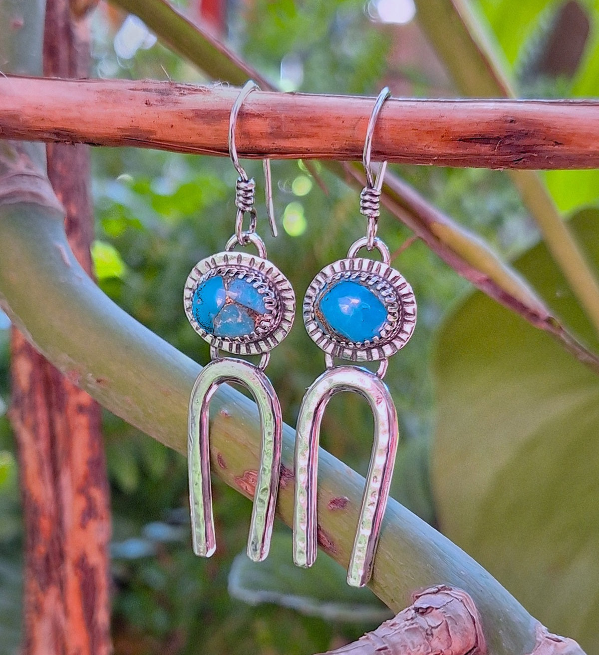 Aros Turquesa Copper étnicos martillados