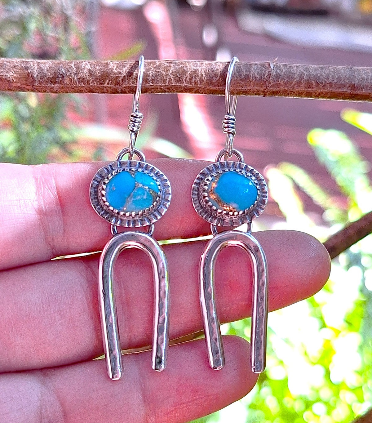 Aros Turquesa Copper étnicos martillados