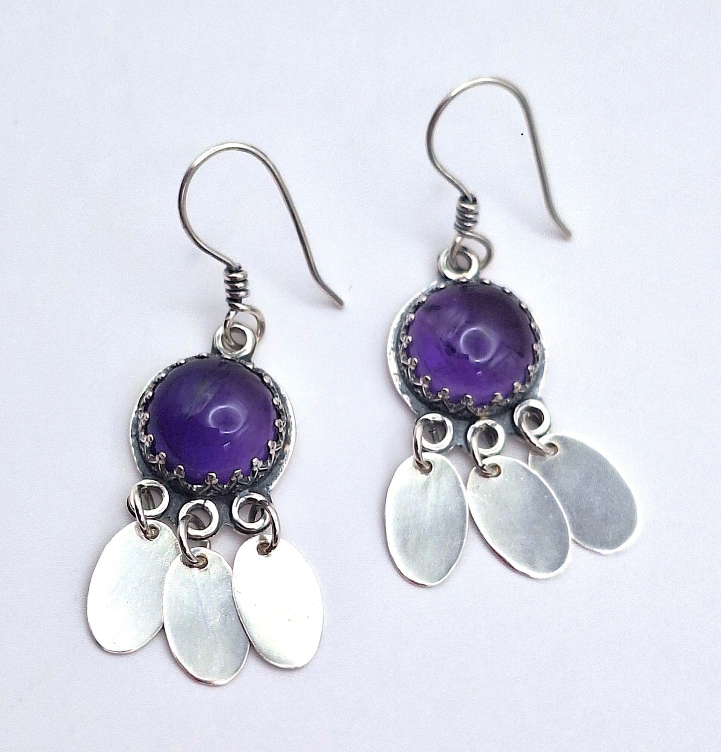 Aros Amatista redonda colgantes étnicos