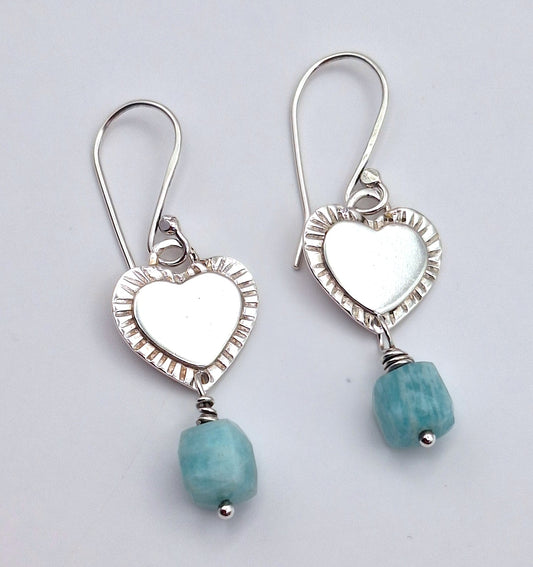 Aros Amazonita corazones