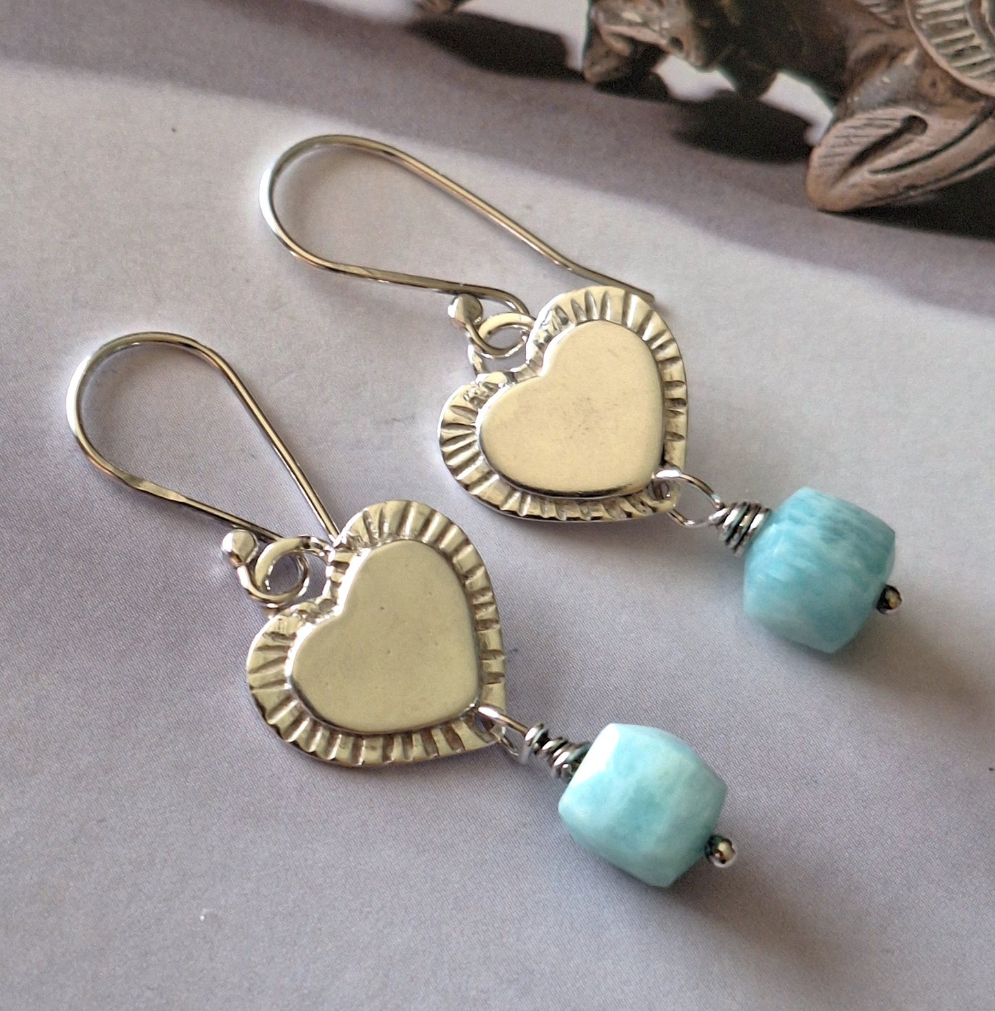 Aros Amazonita corazones