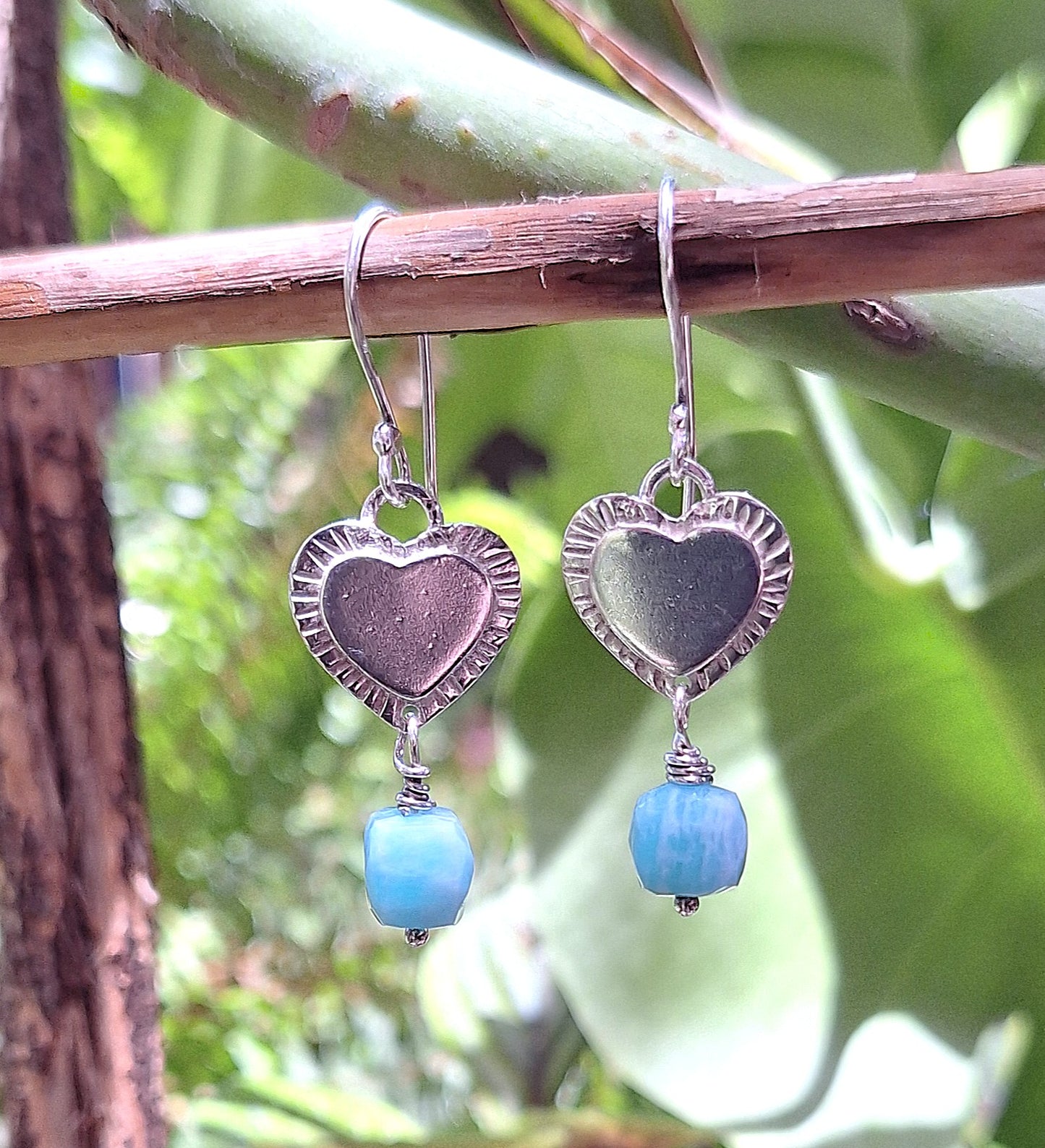 Aros Amazonita corazones