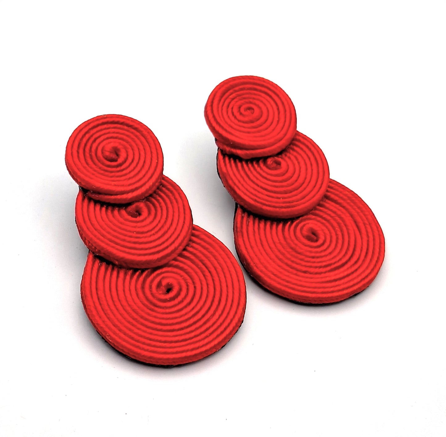 Aros Soutache círculos rojos