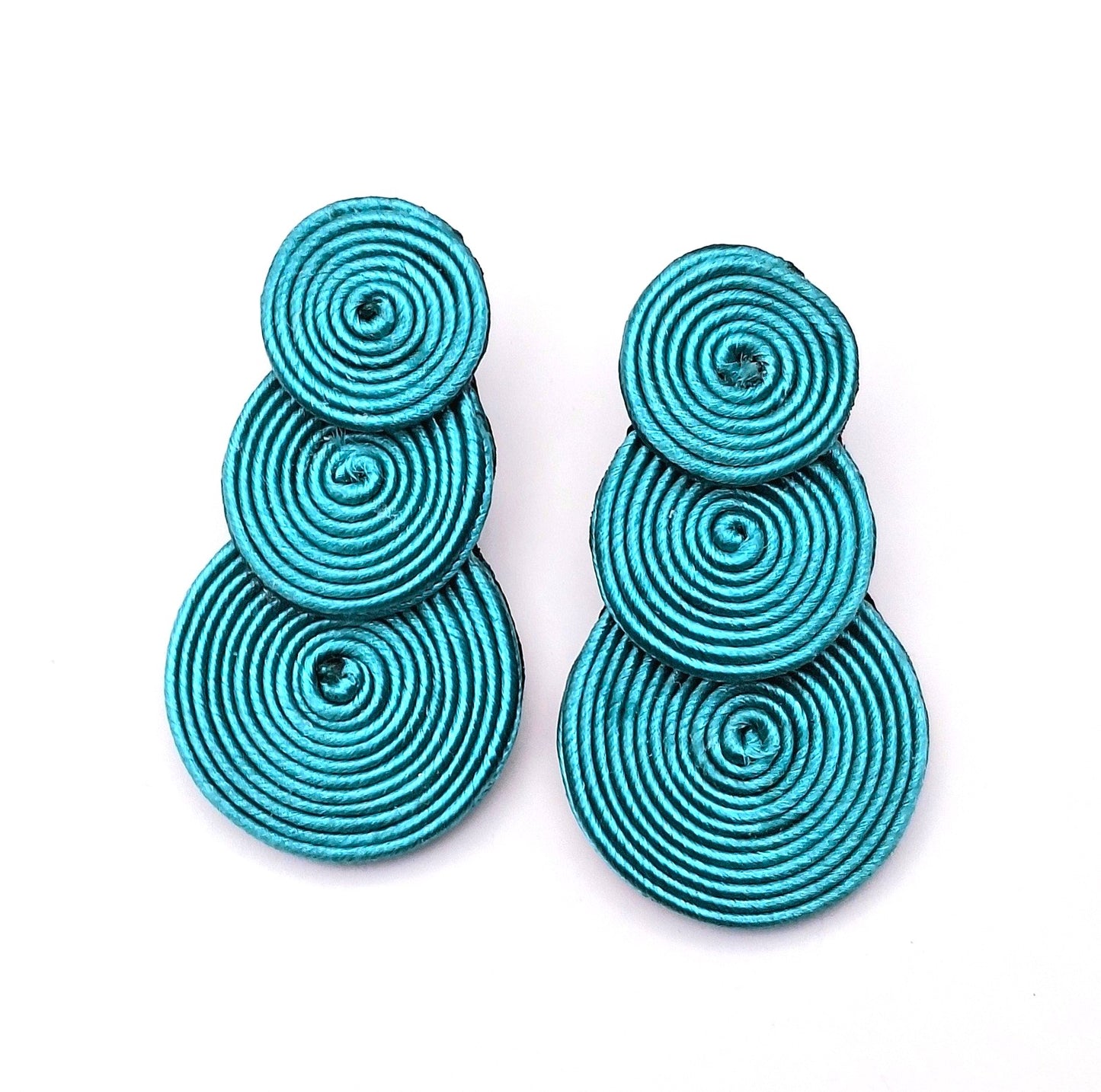 Aros Soutache círculos turquesa