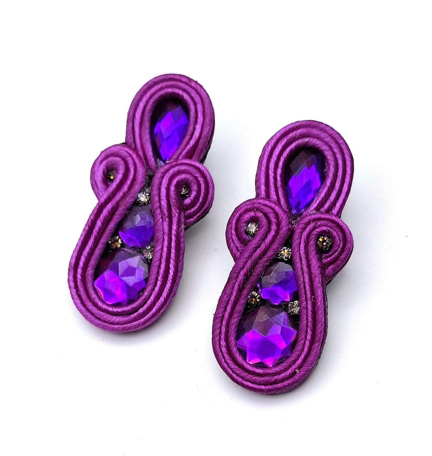 Aros Soutache Margarita magenta violeta